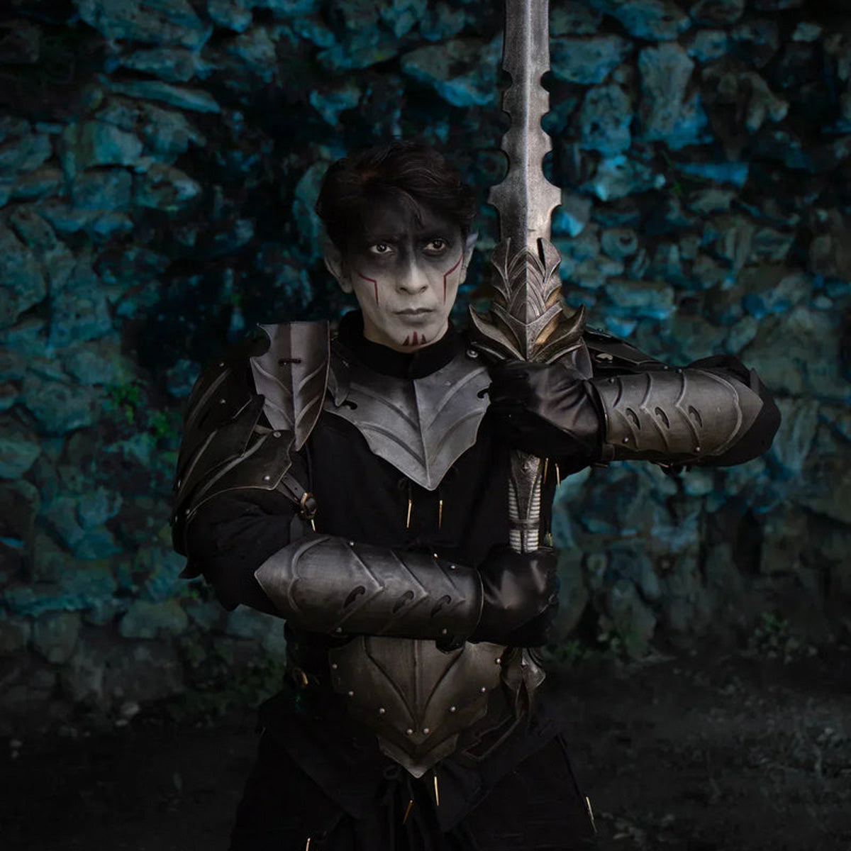 A warrior in armor holding a sword, inspired by the theme of Eventide.