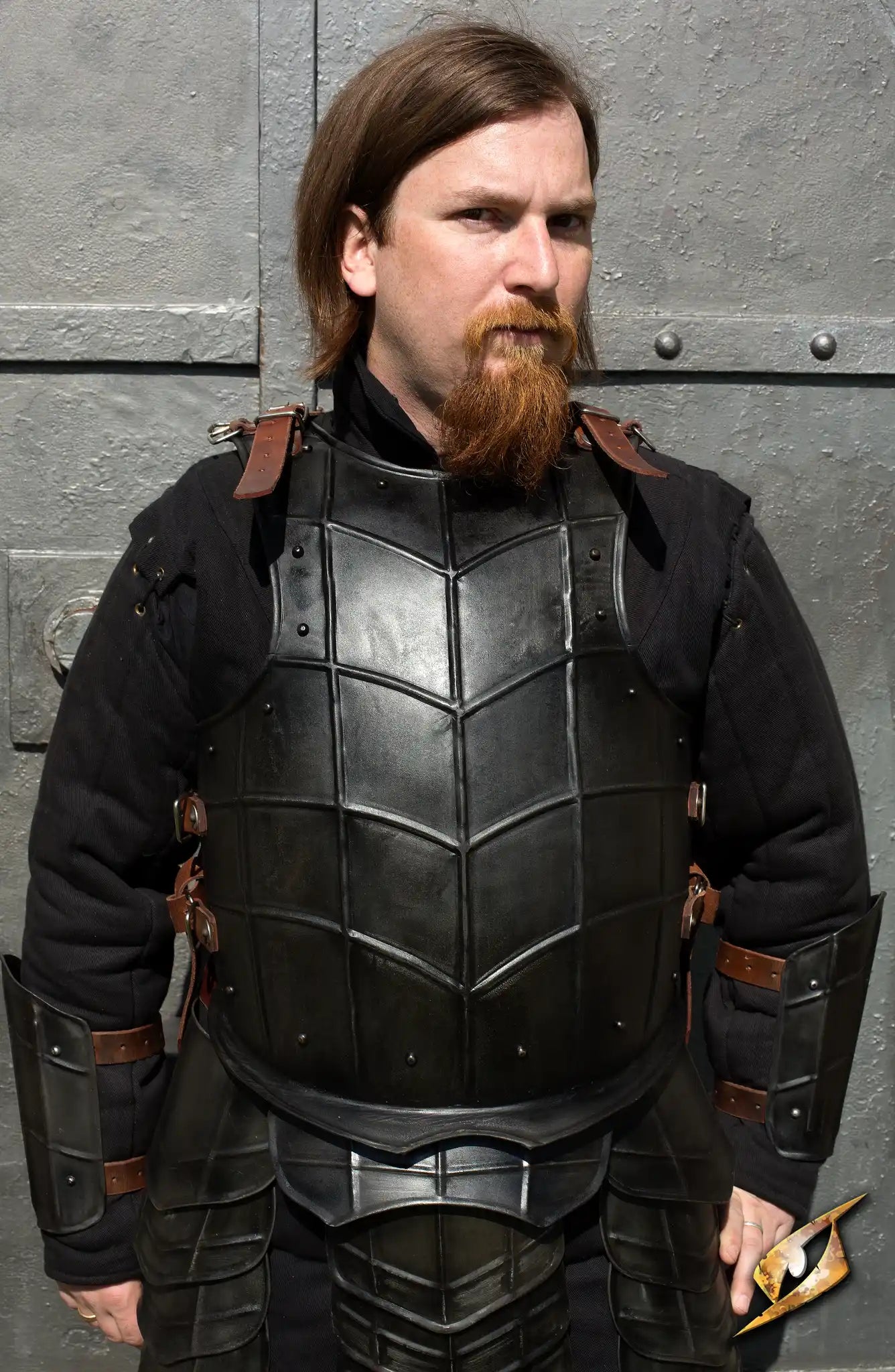 Breast Plate Dark Drake worn by a man, showcasing its sculpted armor design with reptilian scales.