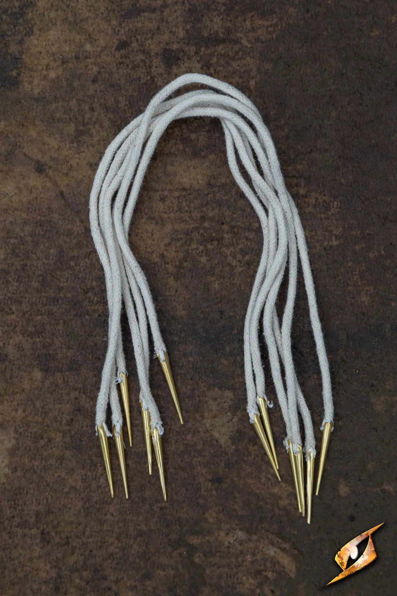 Off-White Tie Strings With Points, featuring durable fabric and gold tips for easy lacing.