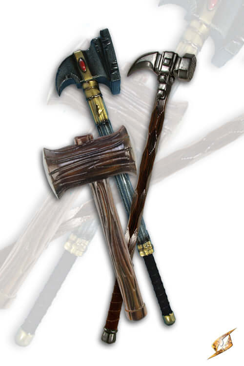 2Q - Hammer, handmade LARP weapons including axes and hammers, with unique cosmetic details.