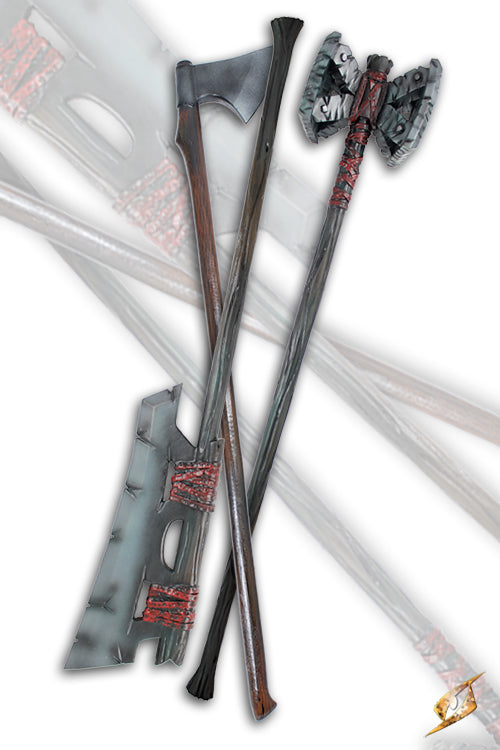 2Q - 2-Handed Axes/Hammers/Maces collection featuring handcrafted LARP weapons with unique designs.