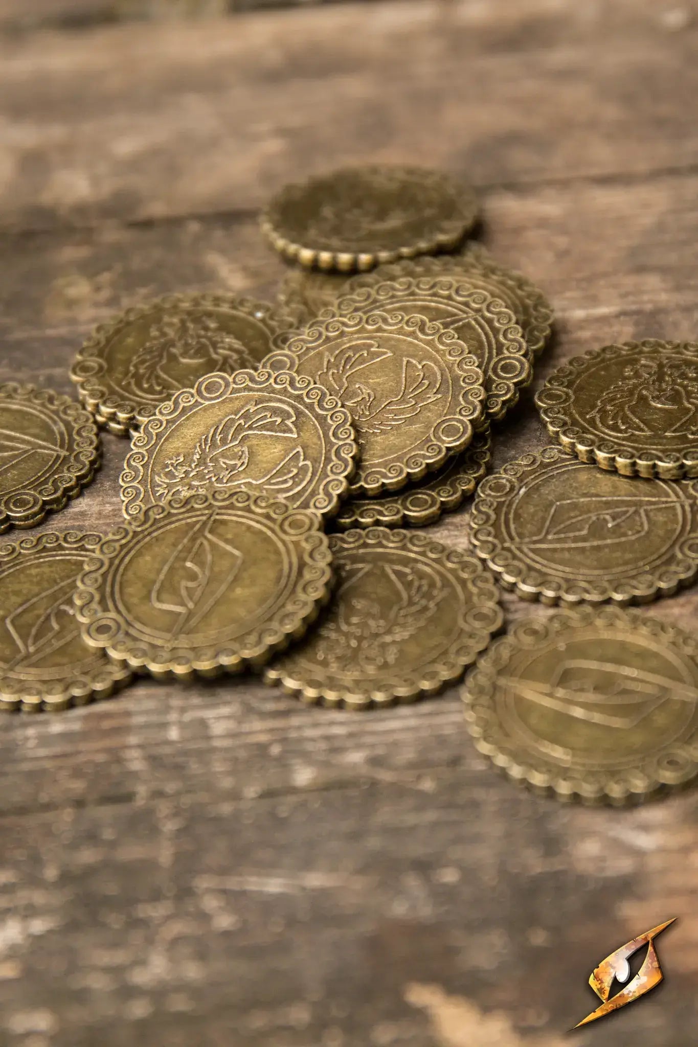Close-up of Copper Eagle Coins, featuring detailed engravings, ideal in-game currency for your game world. Coins.