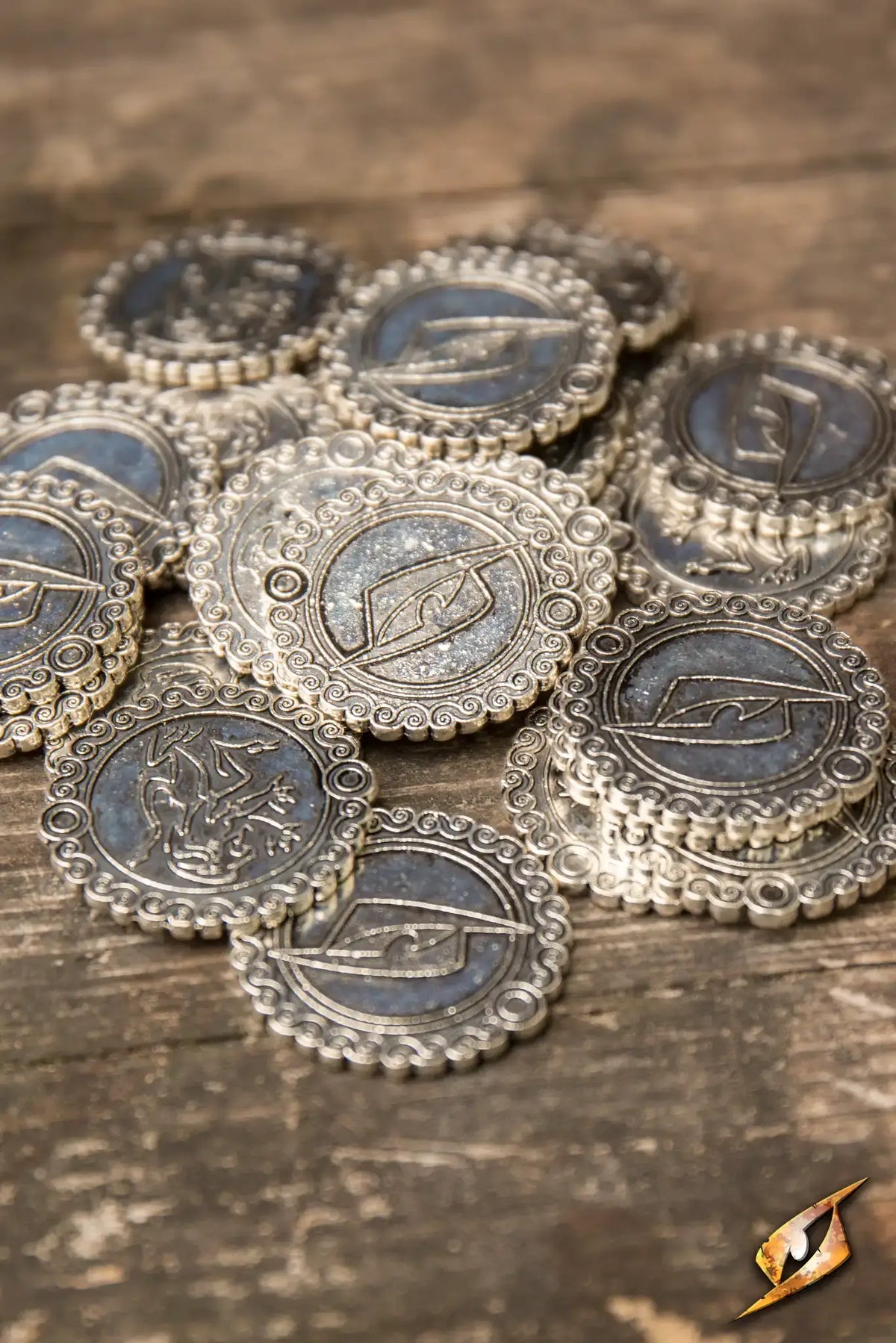Coins made of copper with eagle engraving, heavy and durable, perfect for in-game currency.