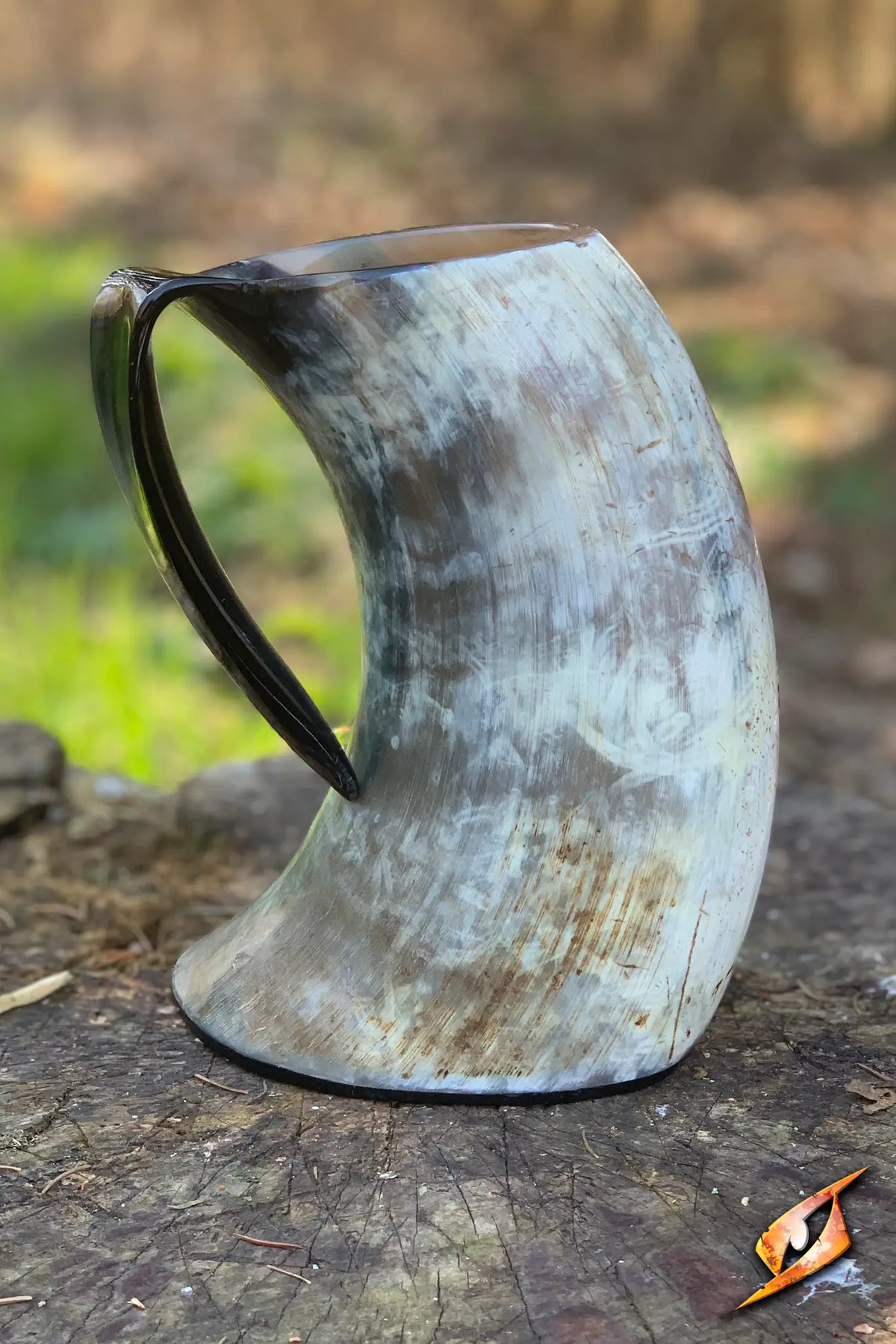 Barbarian Mug handcrafted from genuine buffalo horn, perfect for drinking and storytelling adventures.