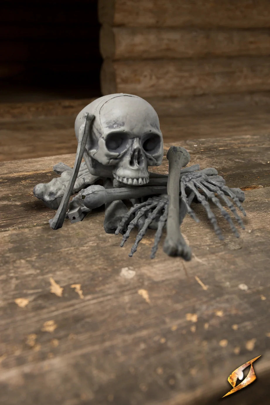 Bone Bag 18 Pieces collection featuring a detailed skull and bone props on a rustic wooden surface.