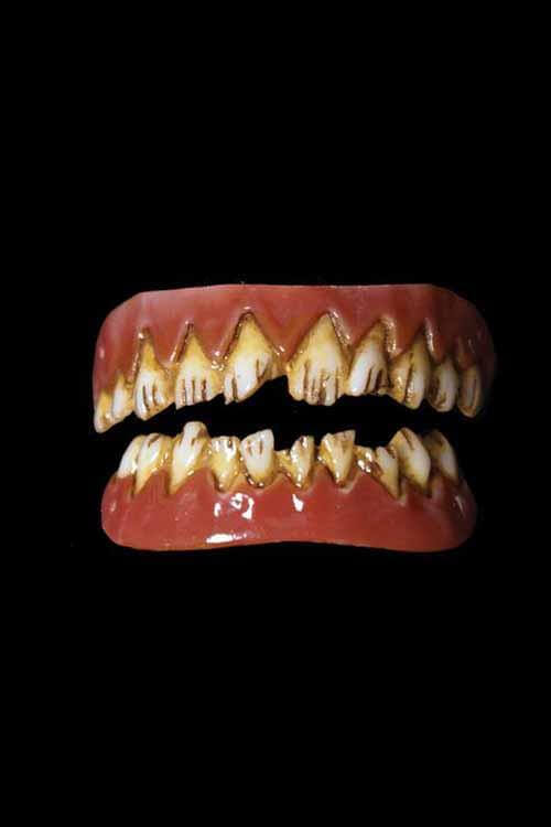 Kreeper FX Fangs 2.0 detailed view of realistic fangs for Halloween costumes and spooky themes.
