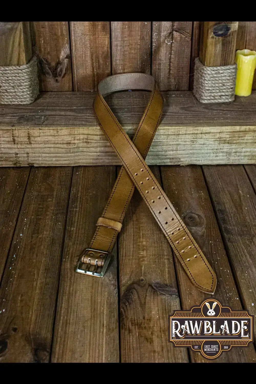 Adventurer Belt made of cowhide leather, featuring a medieval design and used look, perfect for adventurous styles.
