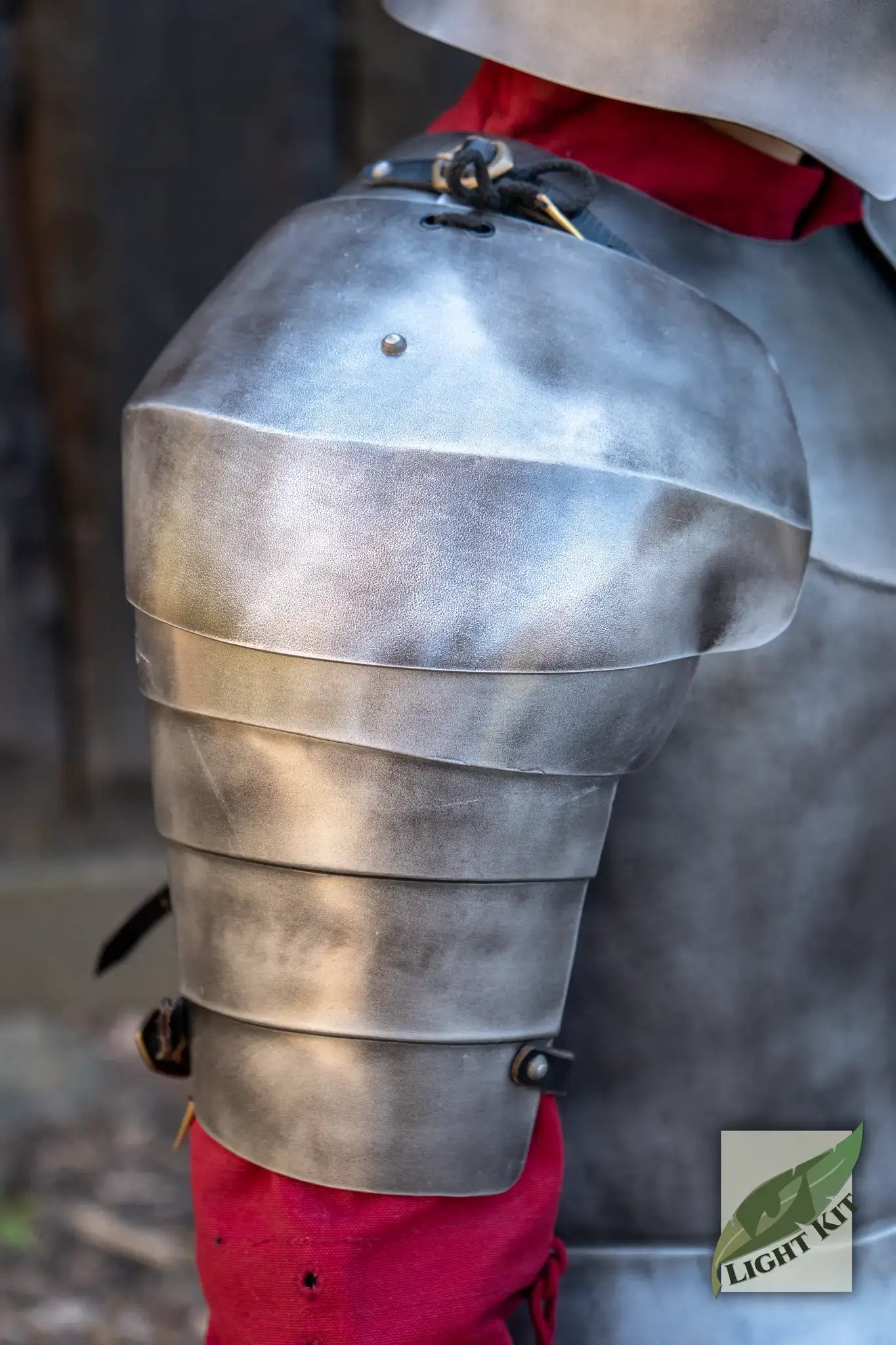Close-up of PU Armor Shoulders, showcasing detailed polyurethane shoulder armor for enhanced silhouette.