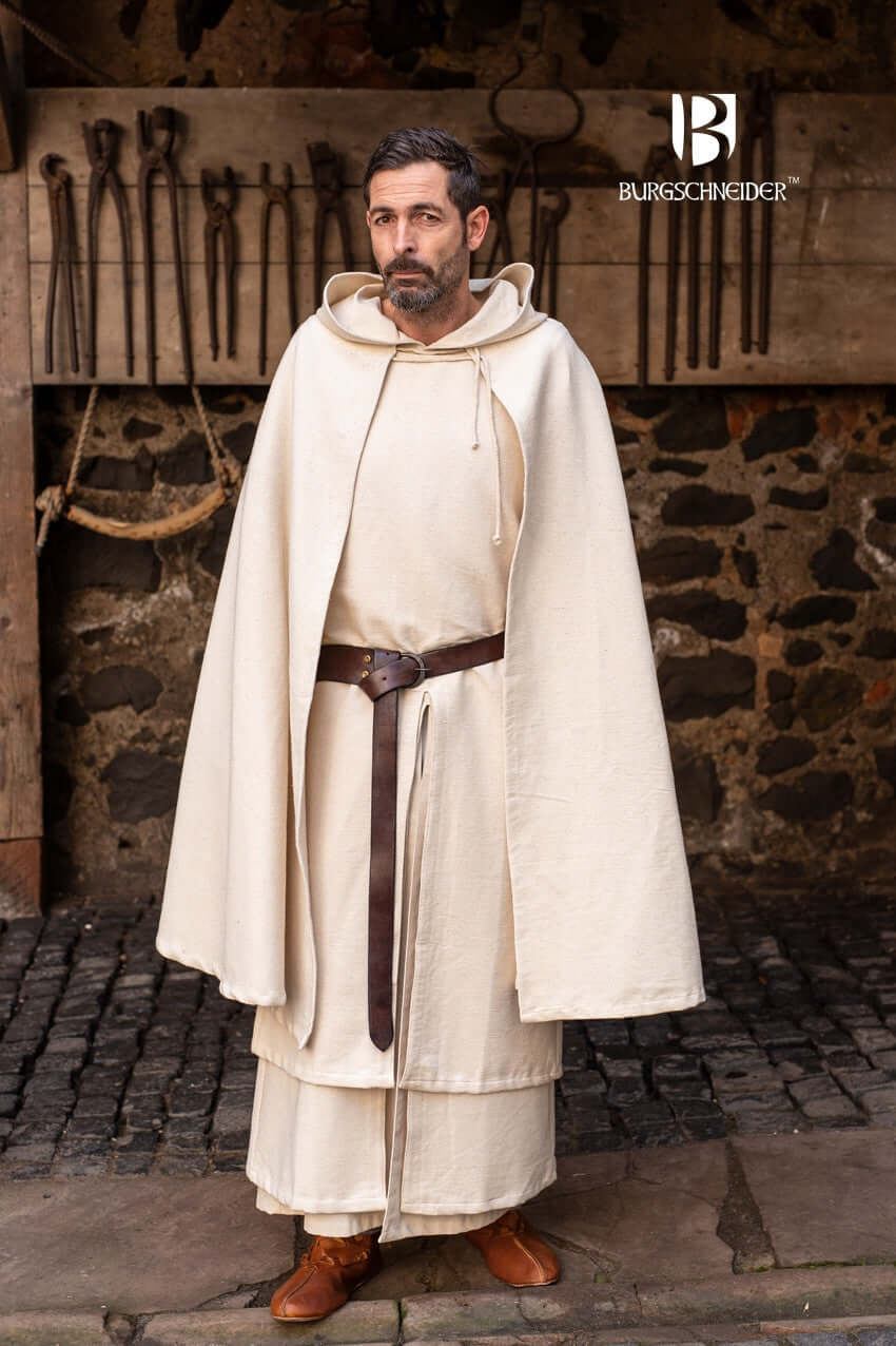 Cape Francois worn by a man, showcasing its elegant design, suitable for fantasy costumes and medieval characters.