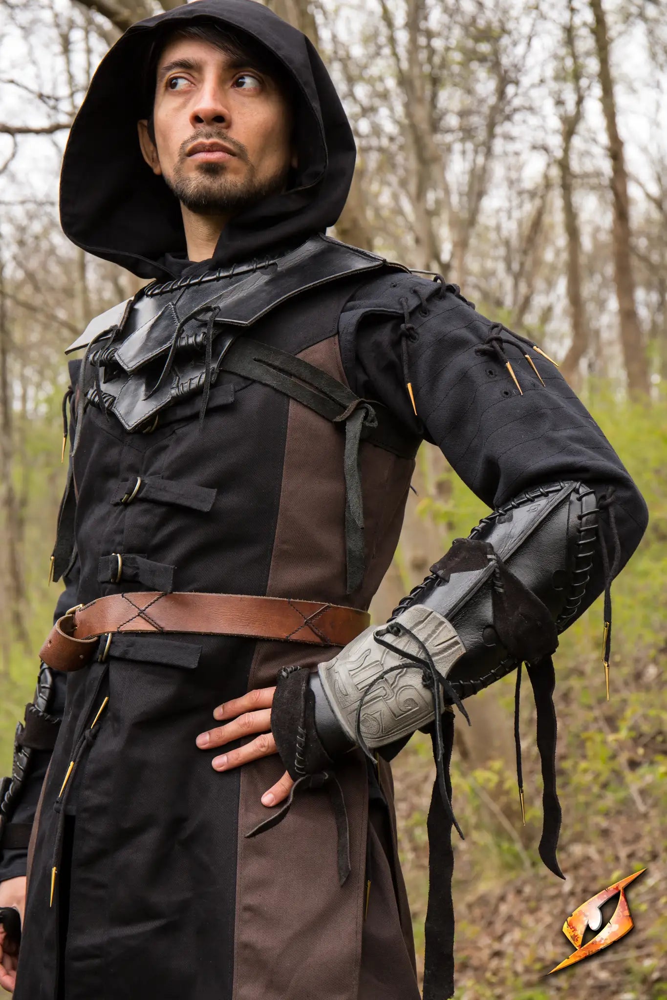 Bone Bracer worn by a character in a dark outfit, showcasing the unique leather design and protection features.
