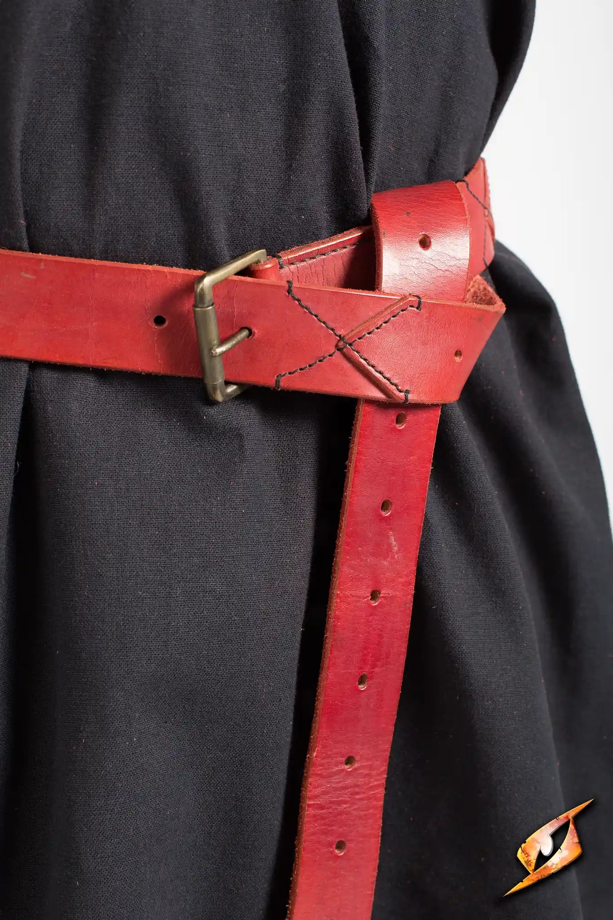 X-Belt featuring a sturdy red leather design, perfect for outdoor activities and tools.