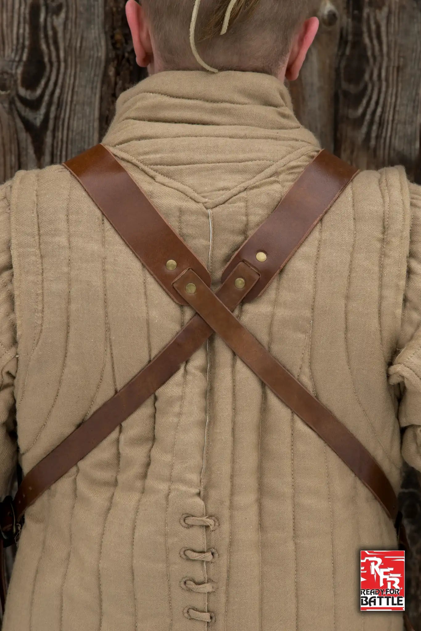 Close-up of RFB Breastplate straps on a soldier's back, showcasing durable design and quality craftsmanship.