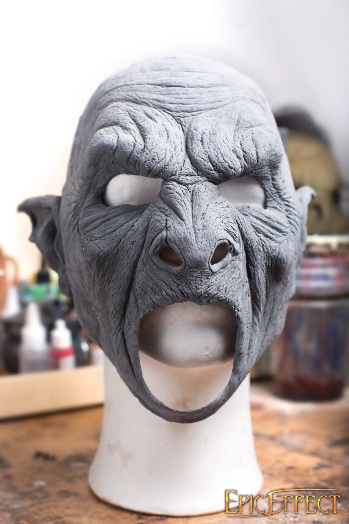 Beast Orc mask showcasing a serious expression with detailed features and realistic textures, perfect for costume use.