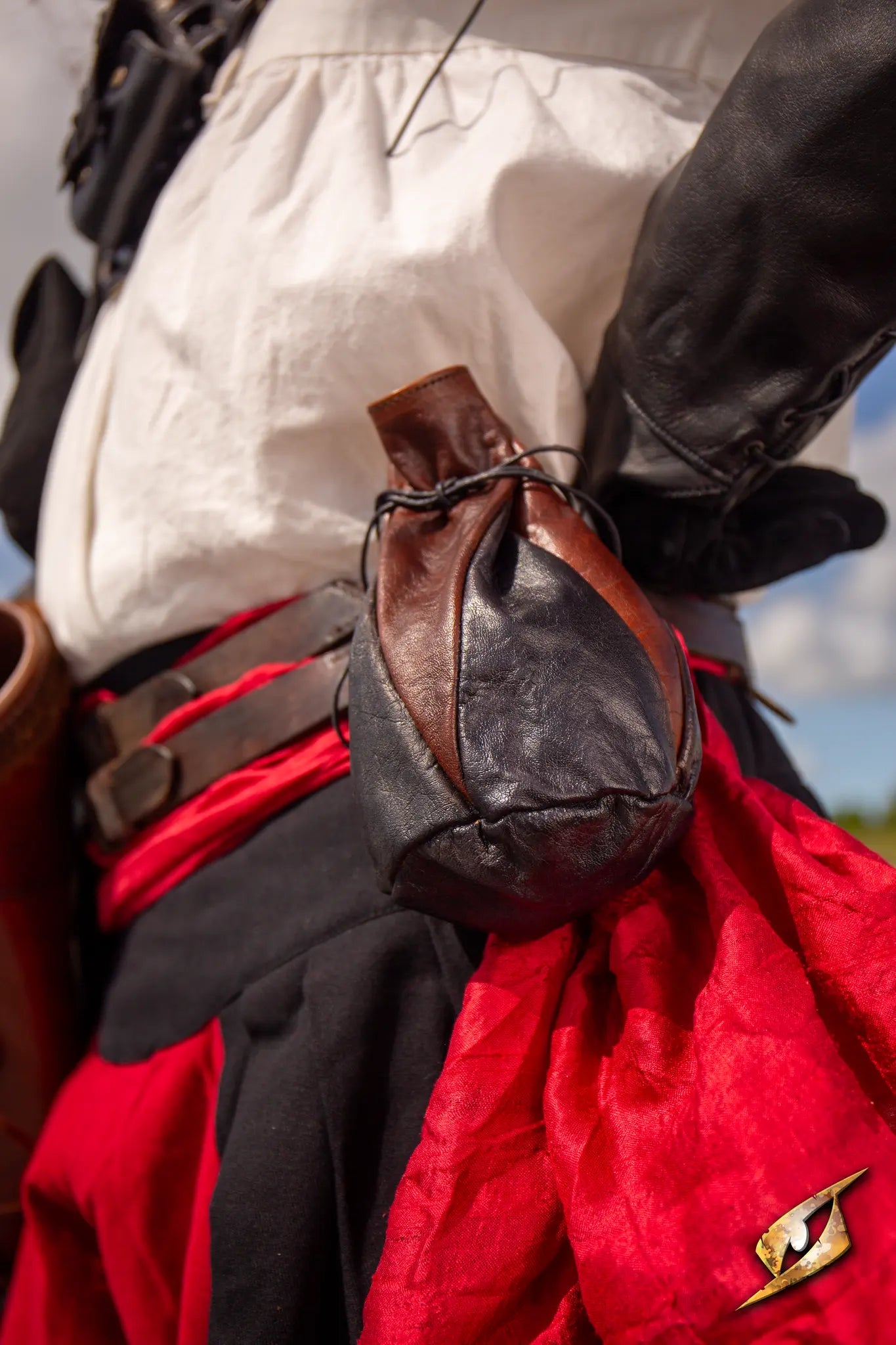 Bounty Hunter Pouch attached to a costume, featuring a stylish leather design for carrying essentials.