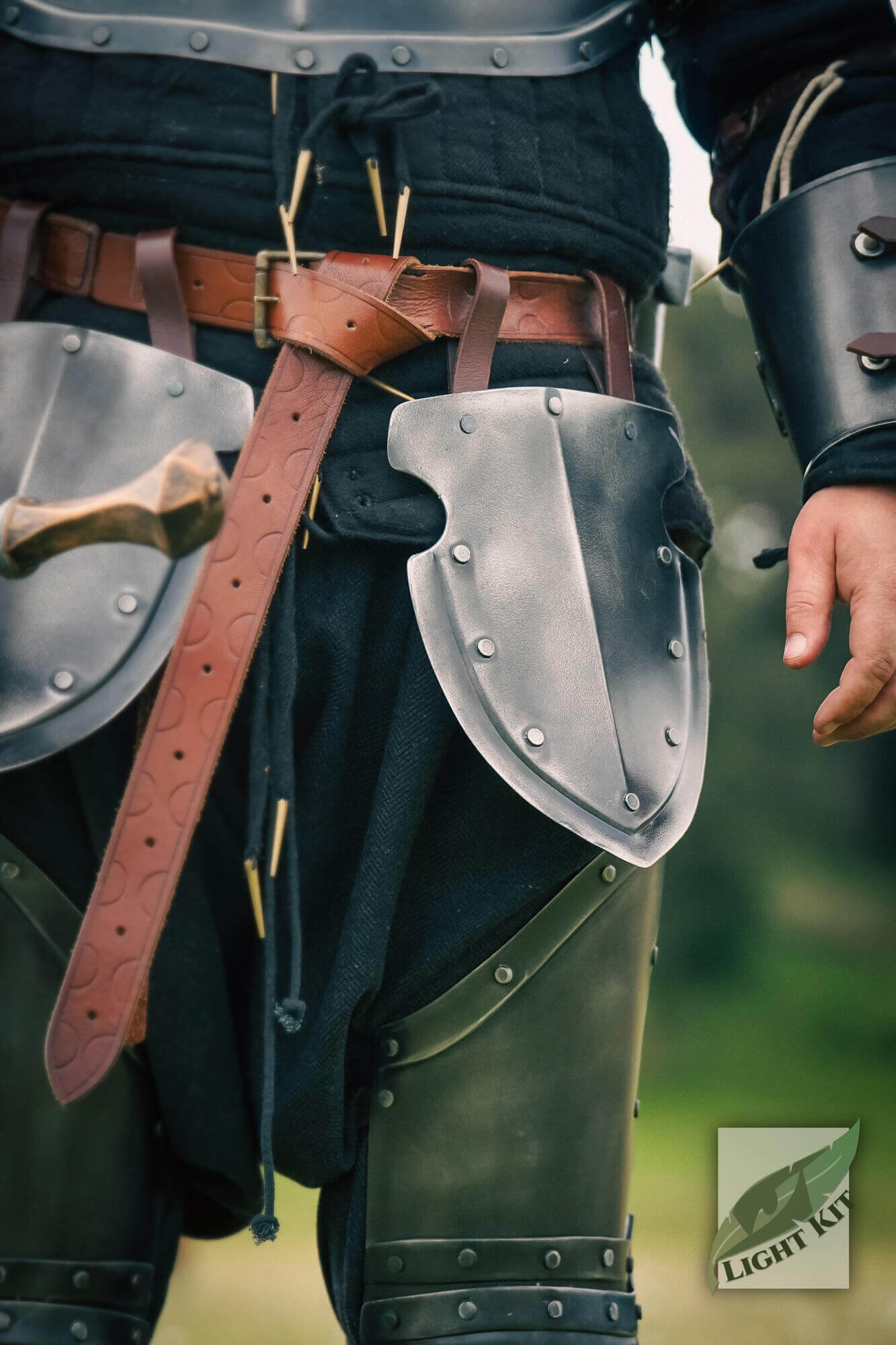 Captain Belt Shields - Light Kit showcasing the lightweight polyurea design for upper leg protection and mobility.