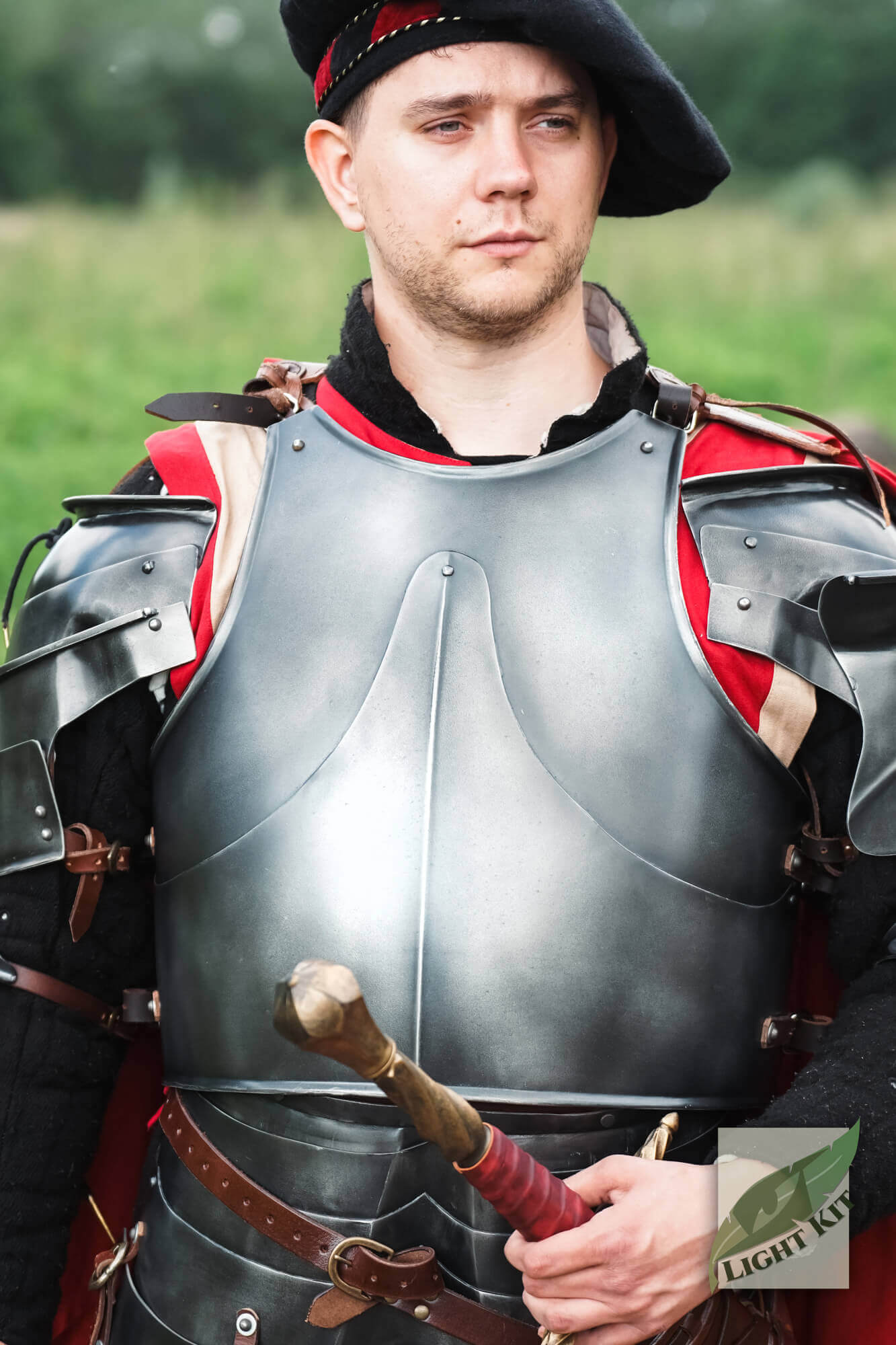 Milanese Armour - Light Kit showcasing a knight in polished armor, emphasizing agility and historical design.