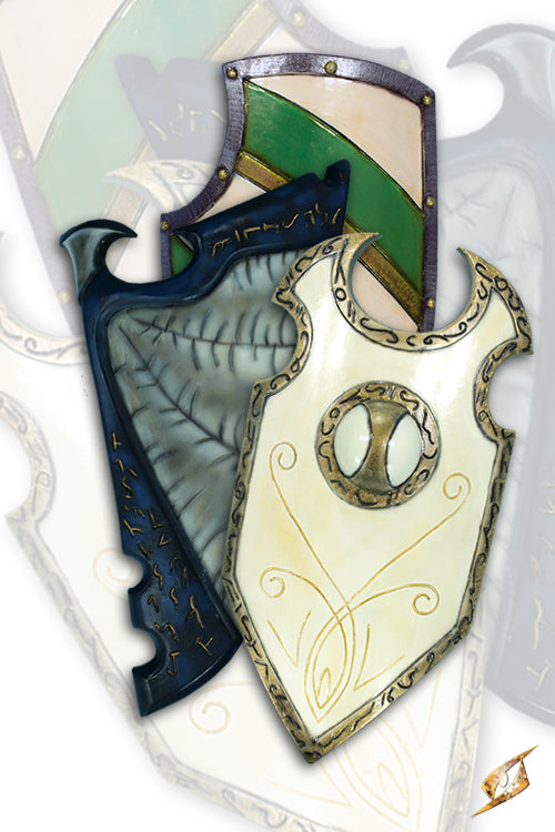 2Q - Shield Large: handmade and hand painted LARP weapon shields, featuring unique designs and colors.