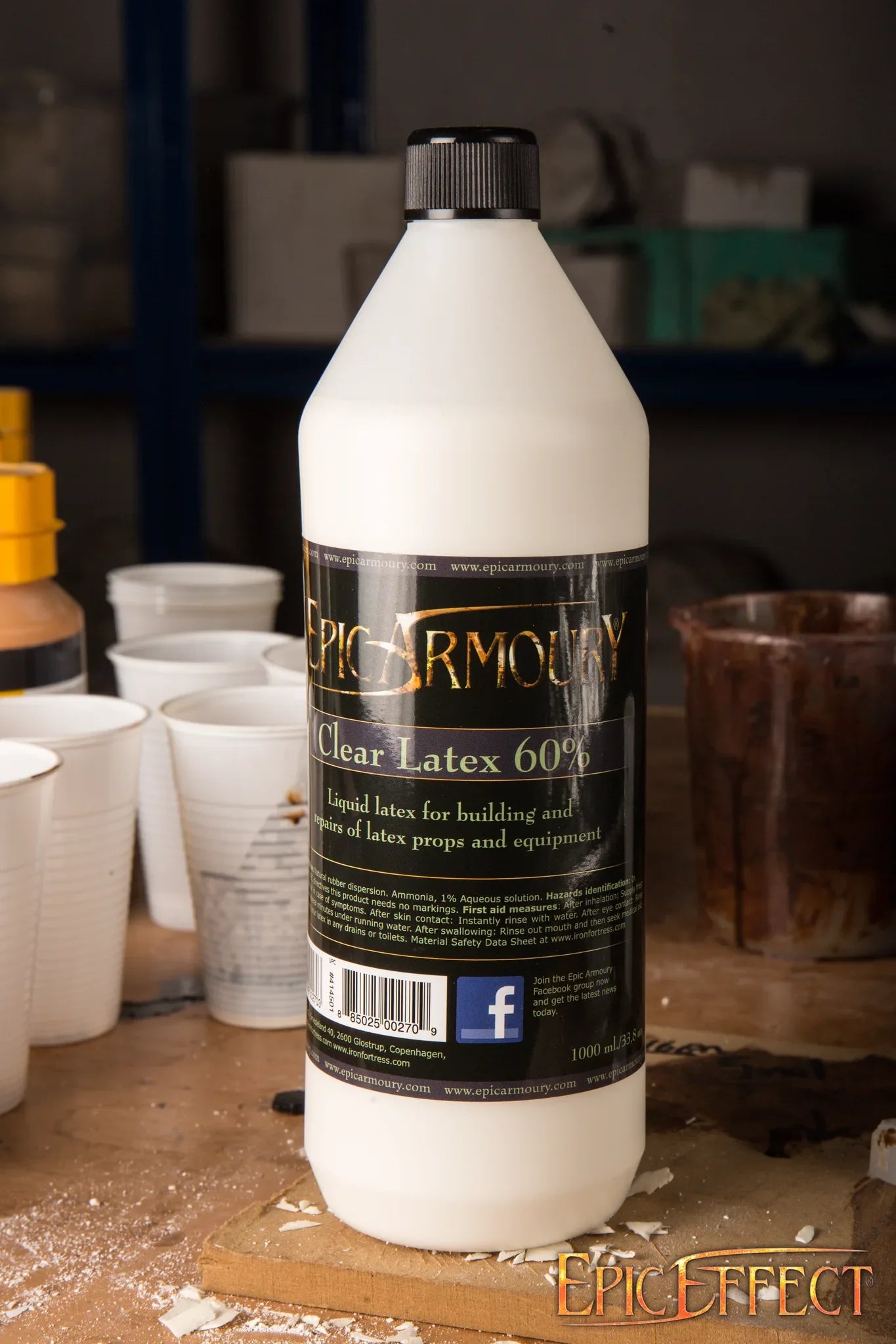Liquid Latex in a 1000 ml bottle for building and repairing LARP weapons and props.