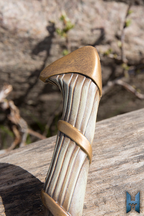 Close-up of the Elven Hunter Blade handle designed for navigating forest dangers.
