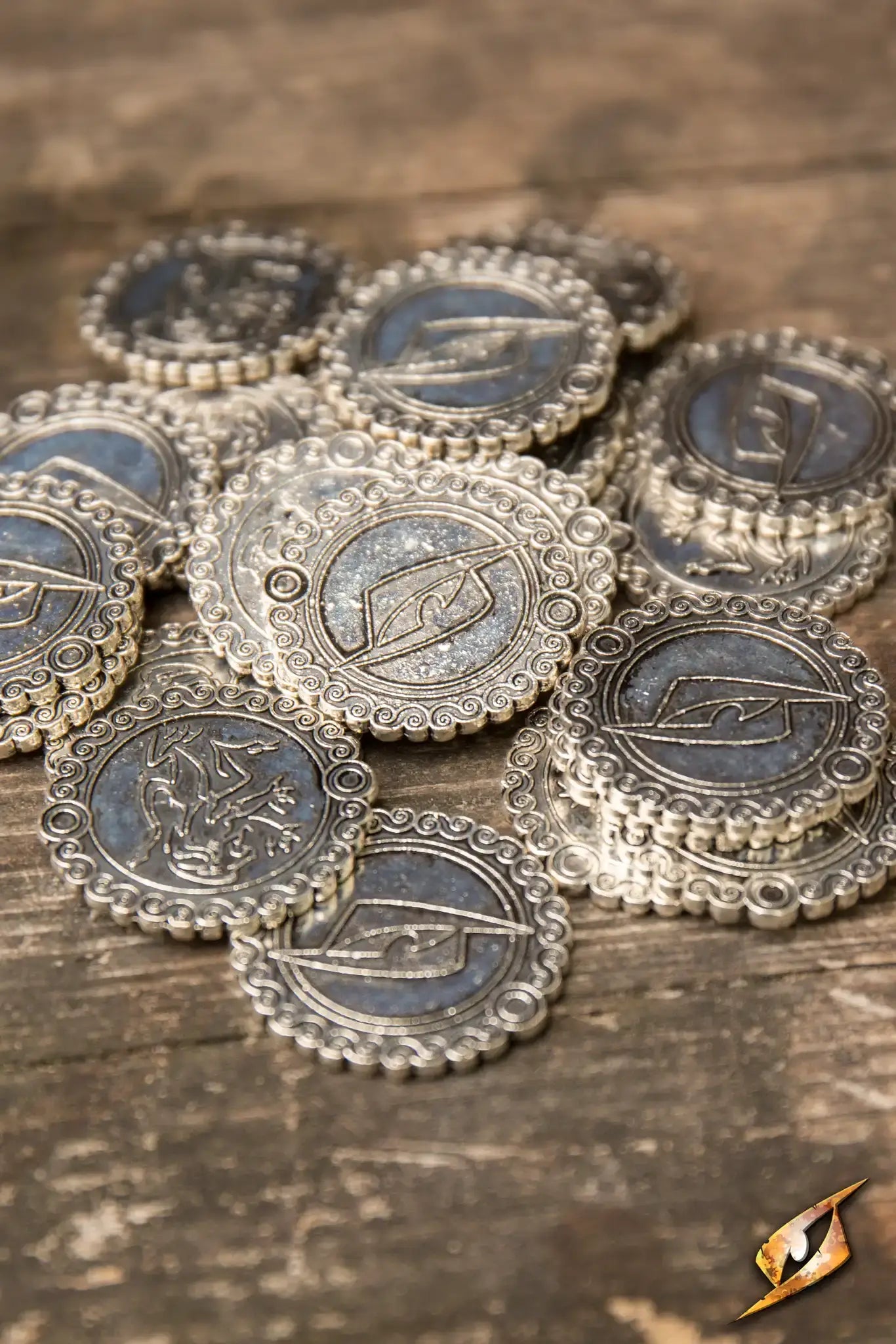 Coins made of copper with eagle engraving, heavy and durable, perfect for in-game currency.