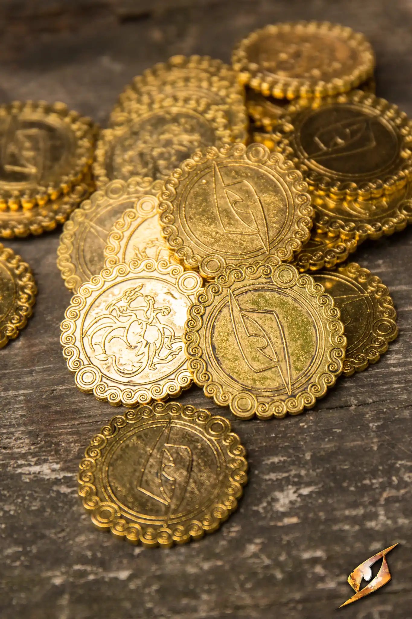 Copper Eagle Coins, gold-colored durable in-game currency with eagle engraving, 3.1 cm diameter, by Epic Armoury.