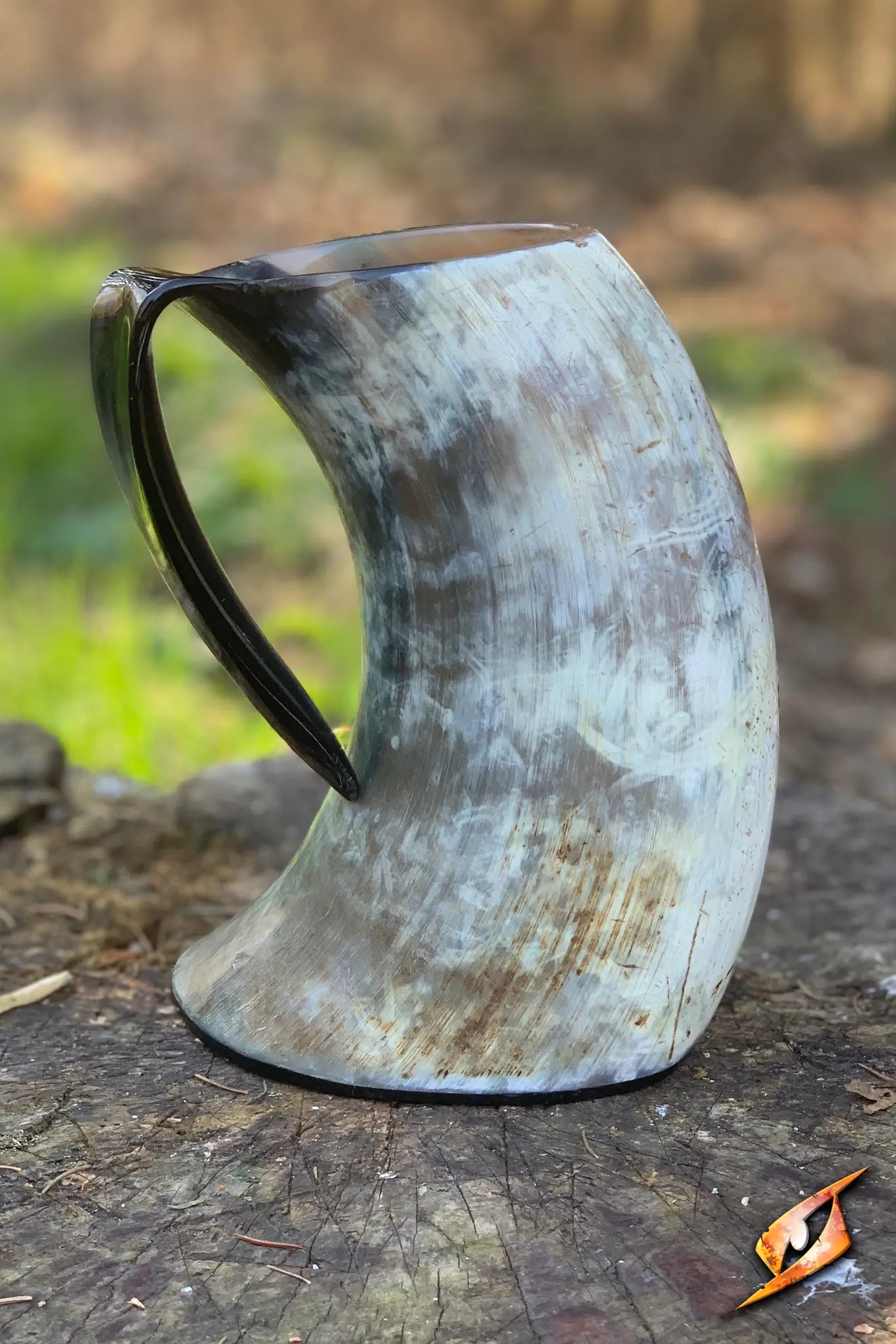 Barbarian Mug handcrafted from genuine buffalo horn, perfect for drinking and storytelling adventures.