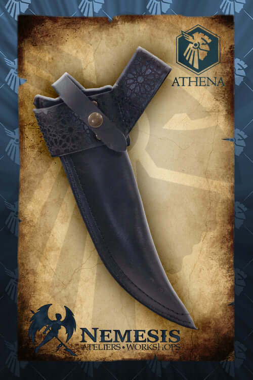 Athena Scabbard - Kandjar Dagger displayed against an artistic backdrop.