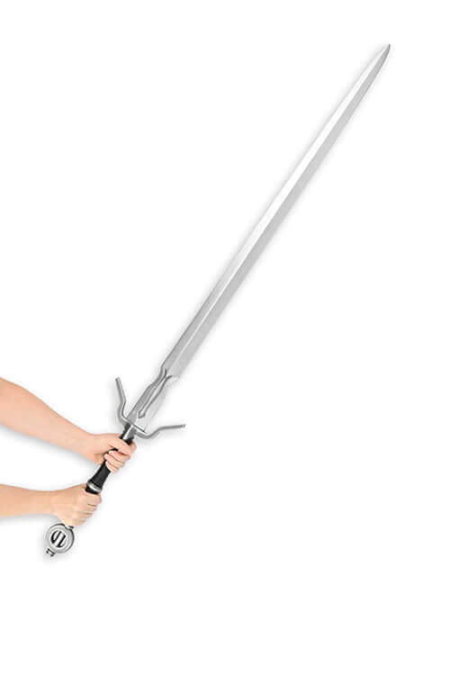 Zireael - Ciri's sword replica held by a hand, designed for cosplay and mock combat.