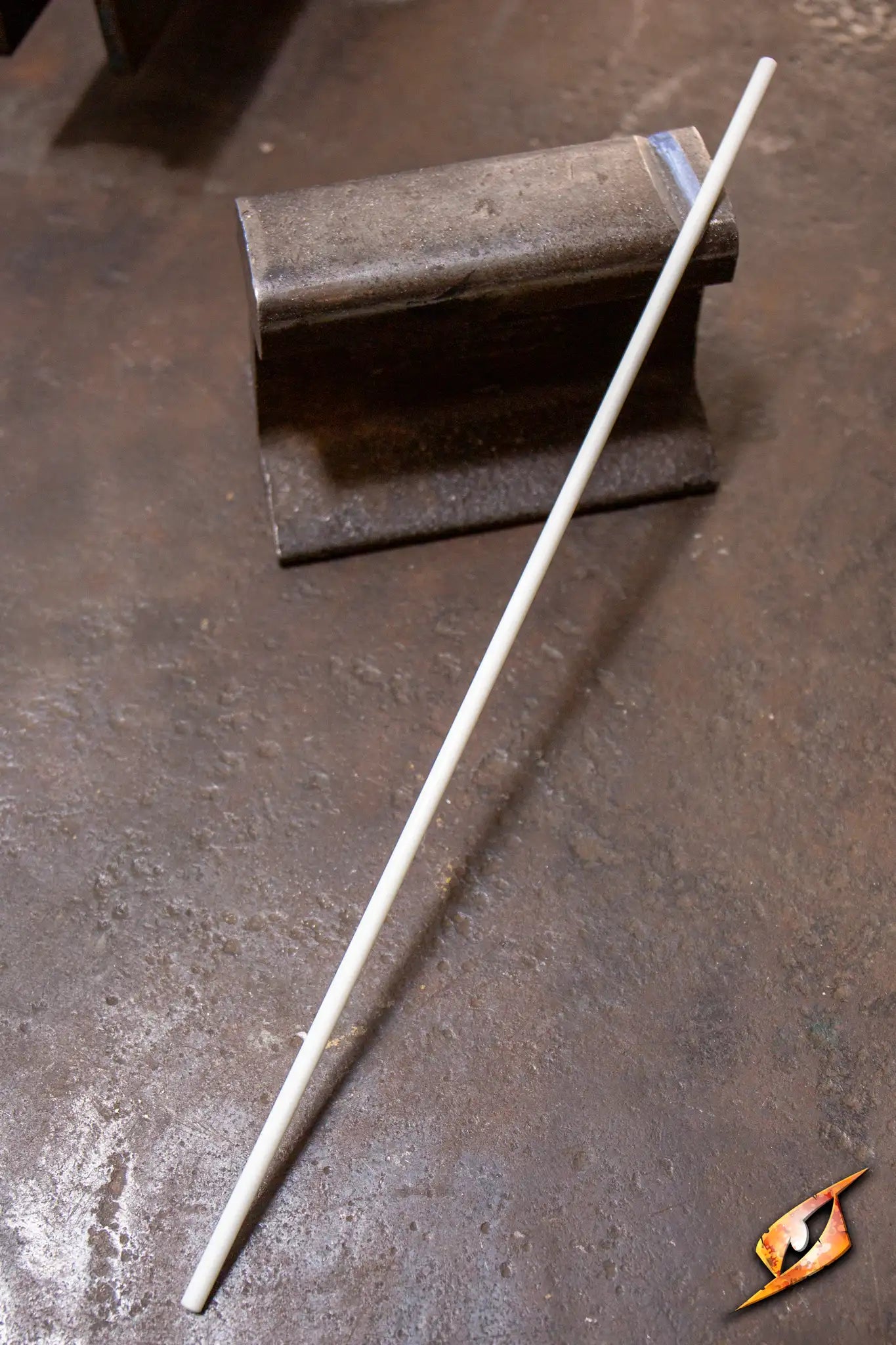 Glasfiber Core on a workbench, used for creating LARP weapons safely and effectively.