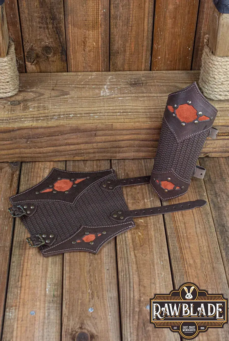 Beljant Bracer, a pair of durable leather bracers with colorful diamond details and adjustable buckles.