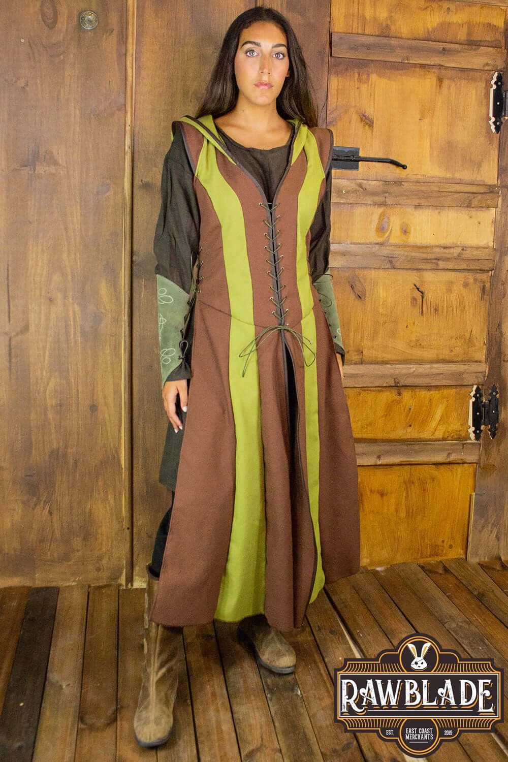 Arylith Archer Cotton Tunic displayed on a model, showcasing its elegant design and adjustable drawstrings.