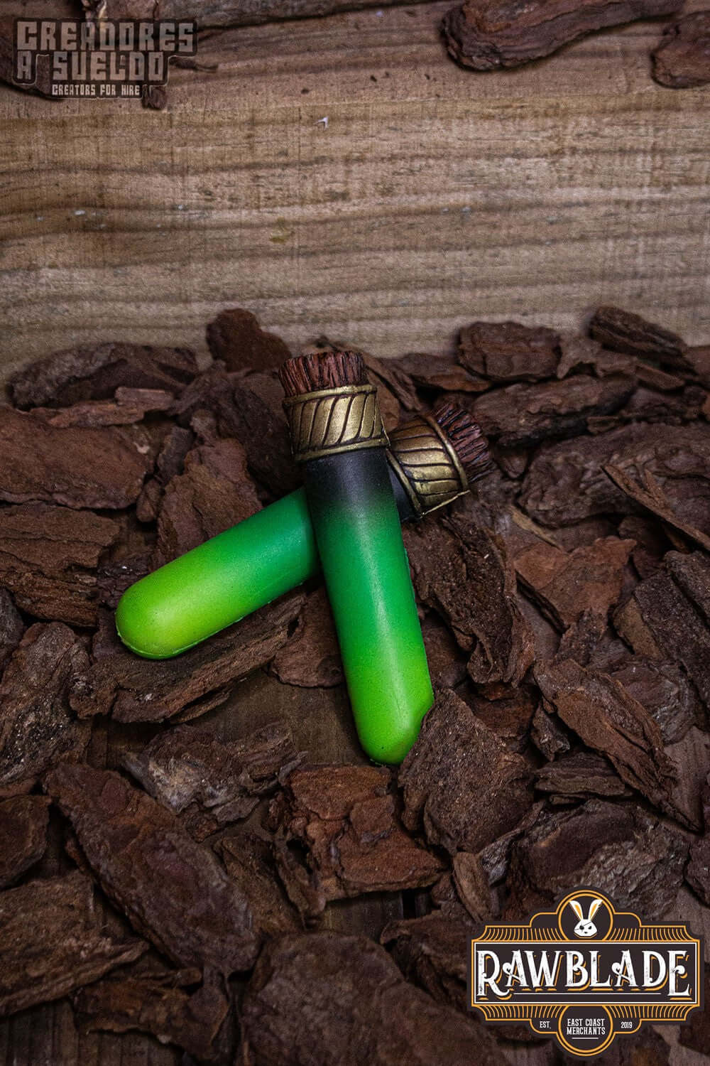 Alchemical Vial by Rawblade, featuring a vibrant green and black design, ideal for mages and alchemists.