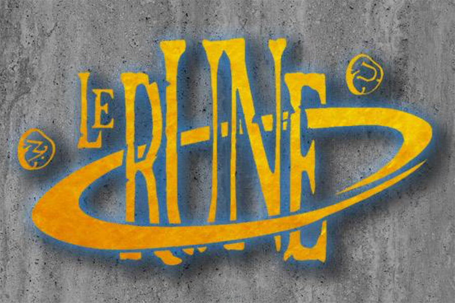 Le Rune logo in yellow and blue against a grey background